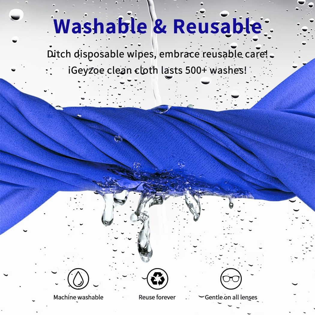 20 Pack Microfiber Glasses Cleaning Cloths - Glasses Wipes Ultra Soft & Reusable Eyeglass Lens Cleaner for Eyeglasses, Cameras, Phones