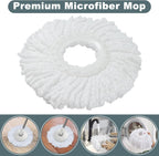 Mop and Bucket with Wringer Set,Spin Mop and Bucket System, Mops for Floor Cleaning,Household Supplies Tools with 3 Replacement Refills,61" Extended Handle for Household Hardwood Floor - White