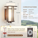 Oil Rubbed Bronze Porch Light Dusk to Dawn Outdoor Sconce Matte Brown Wall Lantern with Frosted Glass Outside House Lighting Waterproof Exterior Light Fixture for Patio Yards Garage Front Door