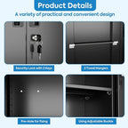 Garage Storage Cabinet with Wheels and 5 Pegboard, Broom Closet Storage Cabinet with Hanging Rod and 13 Hooks, Metal Cabinets with 4 Shelves for Garage, Home, 71"H x 31.5"W x 15.75"D, Black