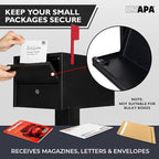 Ilyapa Locking Mailbox for Outside with Lock & Key - Modern Mailboxes for Outside Post Mount, Black Powder Coated Steel Heavy Duty Curbside Mail Box