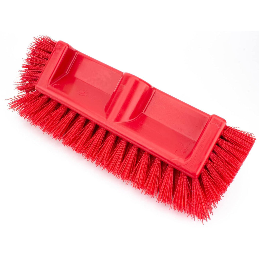 SPARTA Multi-Level Tile Scrub Brush 12" Wide Brush Head, Heavy-Duty Tile Cleaning Brush with End Bristles for Commercial Tiles, Tubs and Floor, Plastic, 12 Inches, Red