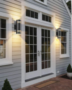 SHIMR Dusk to Dawn Outdoor Lighting 2 Pack, Modern Outdoor Wall Lights with LED Bulbs, Matte Black Exterior Lighting Fixtures Wall Mount, Up and Down Outside Lights for House Porch Garage [ETL Listed]