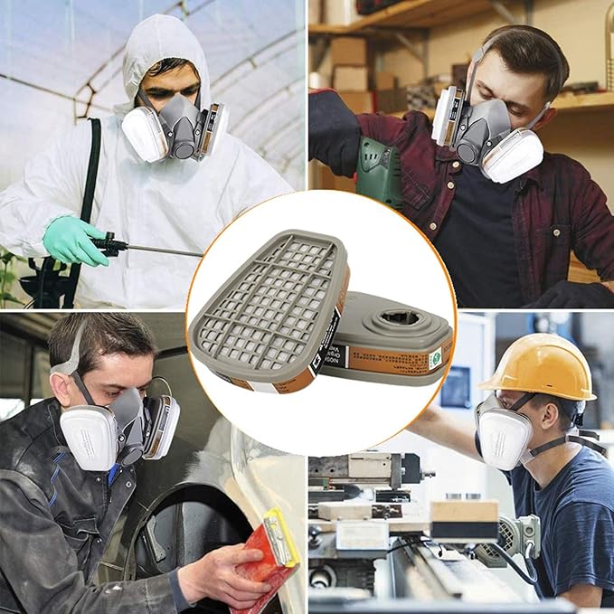 6001 Filter Cartridges for Respirator, Dust-Proof, Organic Vapor, Pollen and Chemical Cartridges, Compatible with 6200, 6800, 7502, FF402 Respirator 10PCS(5Pack), Brown