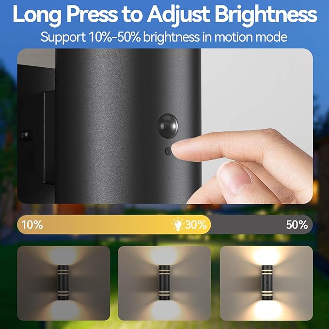 SHlMR Motion Sensor Outdoor Lights 2 Pack, Modern Dusk to Dawn Outdoor Lighting with Bulbs Include, Black Exterior Sconce Up and Down Motion Detector Lights for House Porch Garage, ETL Listed