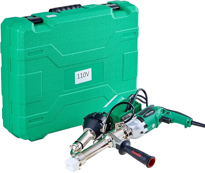 VEVOR Handheld Plastic Welding Extruder, 800W Hitachi Motor Extrusion Welding Gun - 0.79 in Weld Width & 360° Nozzle, Dual Heating System PP PE PVC HDPE Extrusion Welder for Membrane Pipe Plate