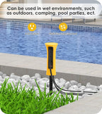 CCCEI Outdoor Power Strip Weatherproof with Stake, Waterproof Extension Cord with Multiple Outlets, Christmas Exterior Garden Decor, Yard, Camping, 4 Plugs, Surge Protector 10FT, Yellow.