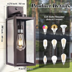 16-inch Oil-Rubbed Bronze Dusk to Dawn Outdoor Wall Light Fixtures, Exterior Waterproof Wall Lanterns, Brown Porch Sconces Lighting, Modern Outside Lights for House Patio Front Door Entryway, 2-Packs