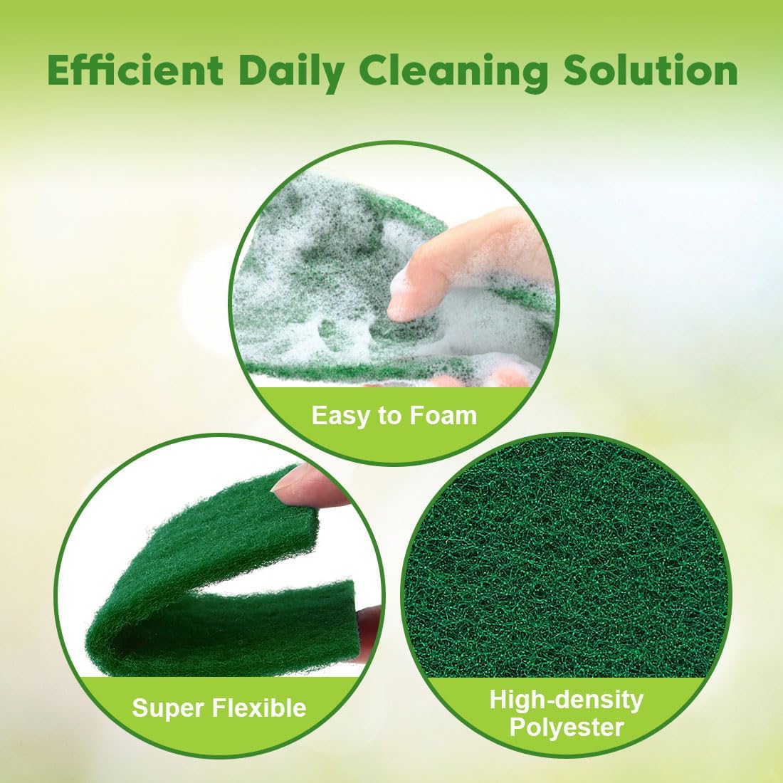 Heavy Duty Scouring Pads, 24Pcs Household Scour Pads for Kitchen, Garage and Outdoors, Reusable Dish Scrubber Pads for Pan and Metal Grill - Green