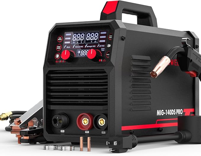 YESWELDER MIG-140DS PRO MIG Welder, 140Amp 110/220V Dual Voltage, 4 in 1 Gas MIG/Flux Core MIG/Lift TIG/Stick Multiprocess MIG Welding Machine