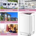 Waterjoy Portable Washing Machines, 7.7 lbs Load Capacity Portable Washer and Dryer Combo with Built-in Barrel Light & LED Display for Household and Apartment （Pink）