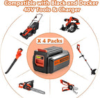 4 Packs 40V 3000mAh Replace Long-Lasting Battery for Black and Decker 40V Lithium Battery, Compatible with Black and Decker 40 Volt LBX2040 LBXR2036 LBXR36 LBX2540 LST540 & Power Tools
