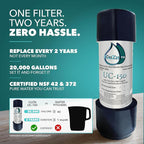CuZn Under Sink Water Filter for Sink Faucet, 20K Gallons or 2 Year Filtration Life, Reduces PFAs, PFOS, Lead, Chlorine, Improves Taste of Tap Water, NSF/ANSI 42 & 372 Certified High Performance