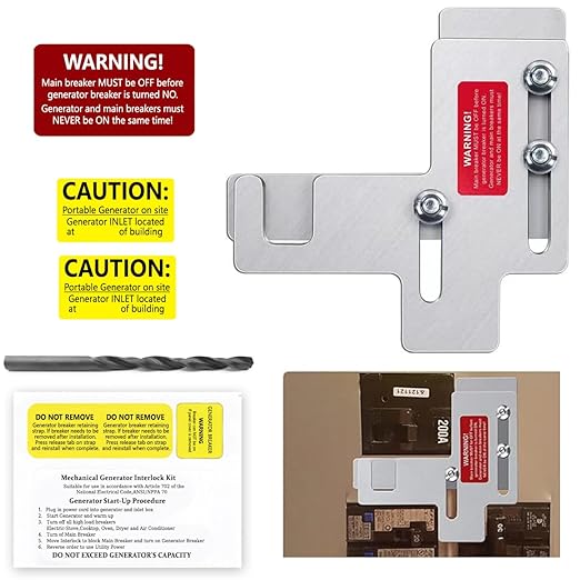 Generator Interlock Kit for Siemens or Murray 150 or 200 Amp Panels, 7/8-1 1/4 Inch Spacing Between Main and Branch Breaker