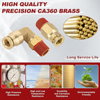 1/4” Quick Push to Connect Fittings Brass Male Straight and Elbow Combination DOT Approved 1/4" Tube OD x 1/8" NPT Thread Air Brake Line Adapter Air Suspension Kit Air Hose Repair Kit 14pcs