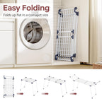 APEXCHASER Clothes Drying Rack Foldable, Large Drying Rack for Clothing Retractable, Winged Laundry Rack Folding Indoor Outdoor, Metal Clothes Airer for Bedding Towel Sweater Heavy Duty, White
