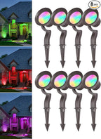 LEONLITE 8-Pack 10W RGB Low Voltage Landscape Lights, Color Changing Wall Wash Landscape Lighting Outdoor, 12V LED Landscape Spotlights, Uplight, ETL Listed, Aluminum, IP65 Waterproof