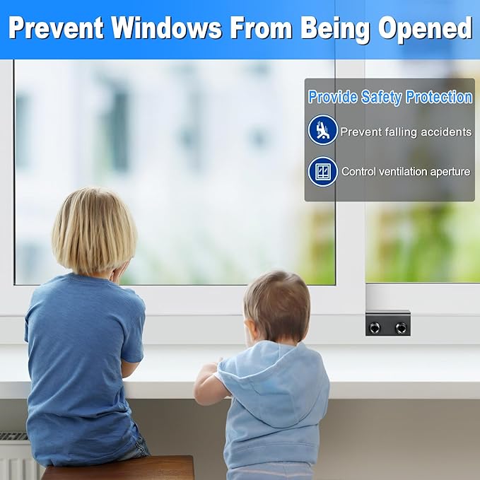 Sliding Window Locks (6 Sets), Secure Window Lock with Key, Window Locks for Up and Down Windows & Horizontal Sliding Windows, Adjustable Window Lock, Sturdy and Durable, Does Not Deform.