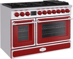Akicon 48" Freestanding Gas Cooktop Oven Combo, Features 8 Sealed Burners, 6.7 Cu.ft Rapid Convection Oven, Convertible Fuel (NG/LP), Durable Cast Iron Grating (FRSFRSA1)