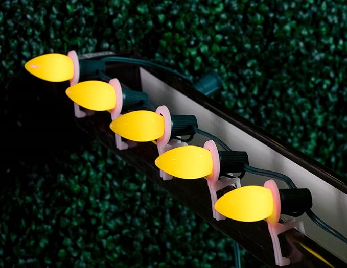 Novelty Lights 25 Pack C9 Ceramic Outdoor Christmas Replacement Bulbs, Yellow, E17/C9 Intermediate Base, 7 Watt