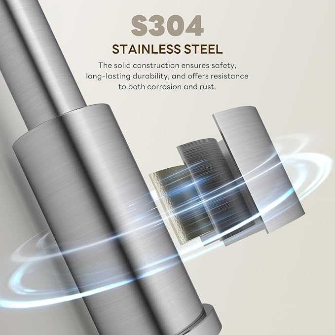 APPASO 2 Hole Kitchen Faucet, S304 Stainless Steel Two Holes Kitchen Sink Faucets with Pull Down Sprayer 3 Modes, Brushed Nickel High Arch Modern Faucet with Side Single Seperate Handle 2 Pieces