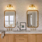 Gold Bathroom Light Fixtures 2-Lights Vanity Lights with Clear Glass Shade Bathroom Vanity Light 14 Inch Wall Sconces(Exclude E26 Bulb)…