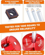 8 Pieces PVC Pipe Reamer Kit with 1/2 inch, 3/4 inch, 1 inch, 1-1/4inch, 1-1/2inch, 2inch, 3inch, 4inch, Aluminum PVC Fitting Saver, Plumbing Tools for SCH40, Fit into Standard 1/2" Drills