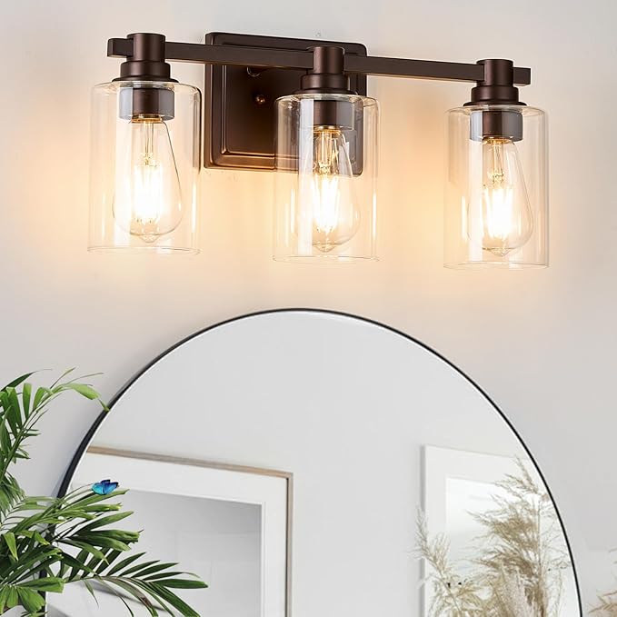 3 Lights Bathroom Lighting Fixtures Over Mirror Oil Rubbed Bronze Bathroom Vanity Light Fixture Farmhouse Vanity Light Vintage for Bedroom Living Room Hallway