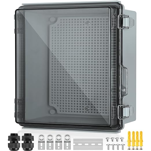 Waterproof Electrical Junction Box, IP67 Plastic Weatherproof Outdoor WiFi Enclosure with Mounting Plate, Wall Brackets, for WiFi Electronics Project, Clear (5.9"x5.9"x3.5")