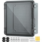 Waterproof Electrical Junction Box, IP67 Plastic Weatherproof Outdoor WiFi Enclosure with Mounting Plate, Wall Brackets, for WiFi Electronics Project, Clear (5.9"x5.9"x3.5")