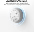 Fire Alarms Smoke Detectors, Photoelectric Sensor Smoke Alarm Battery Operated, Fire Alarm with Test Button & Low Battery Signal, LED Warning Light 85 dB Alarm Sound for Bedroom and Home, 2 Pack
