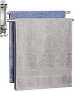 Bathroom Towel Holder JSVER 2 Arms SUS304 Stainless Steel Wall Mounted Towel Bar, Swivel Towel Racks for Bathroom, Kitchen