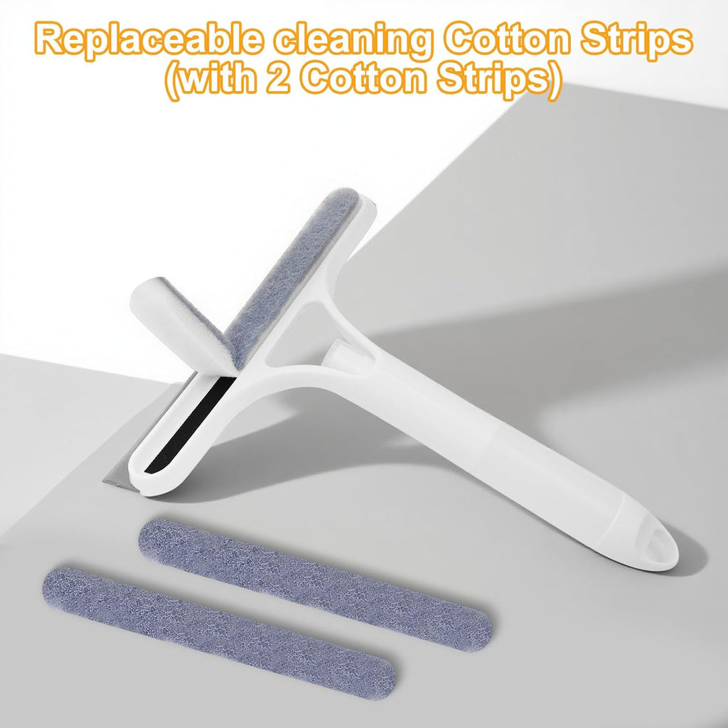 3 in 1 Window Cleaning Scraper with 2 Replaceable Cleaning Cotton Strips, 3 in 1 Spray Squeegee, Window Squeegee, Suitable for Cleaning Bathroom Glass, Mirrors, Car Windows (Blue)