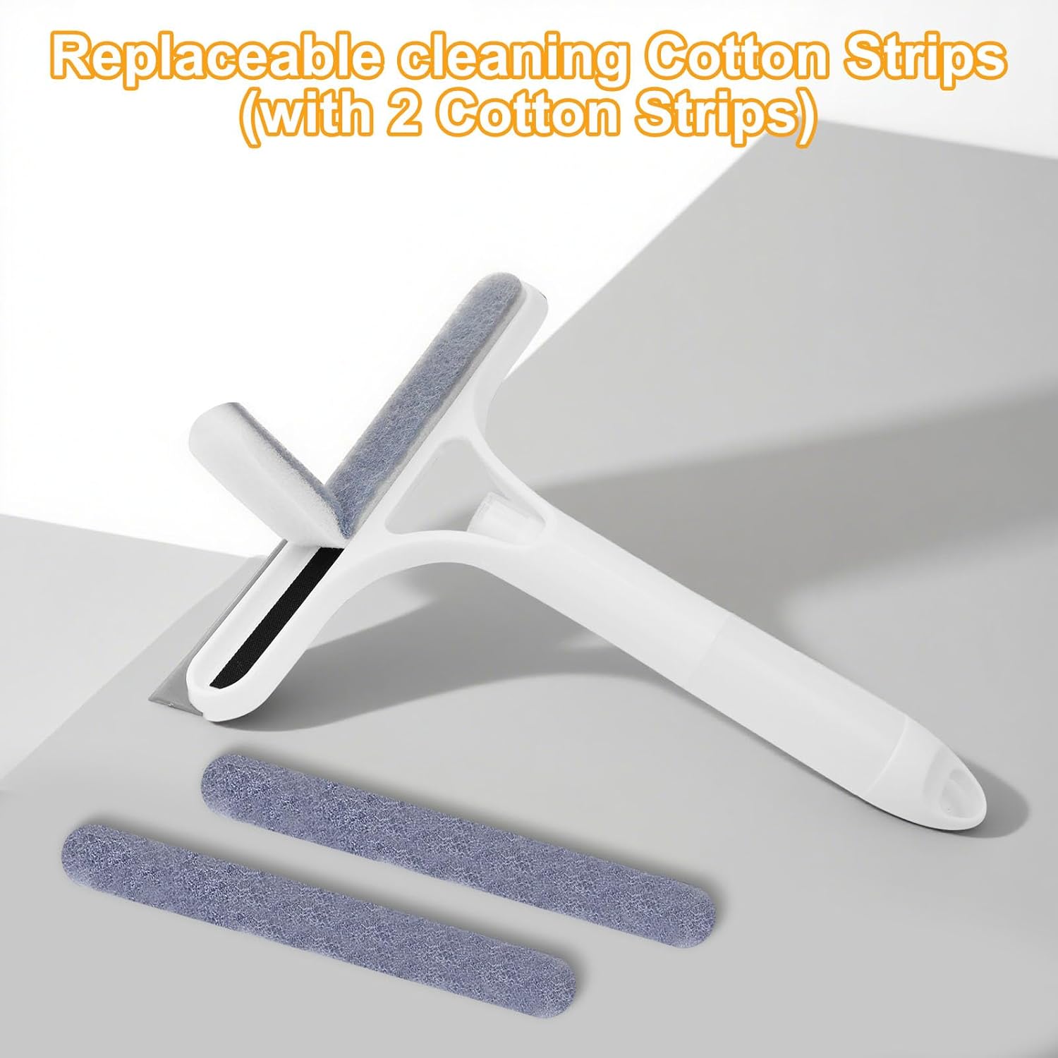 3 in 1 Window Cleaning Scraper with 2 Replaceable Cleaning Cotton Strips, 3 in 1 Spray Squeegee, Window Squeegee, Suitable for Cleaning Bathroom Glass, Mirrors, Car Windows (Blue)