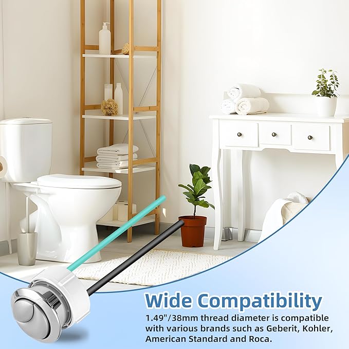 38mm Toilet Push Button Replacement, Dual Flushing Toilet Push Button Spare Parts, Compatible with Geberit & Kohler Part, Satin Chrome, Easy to install, 1Pack