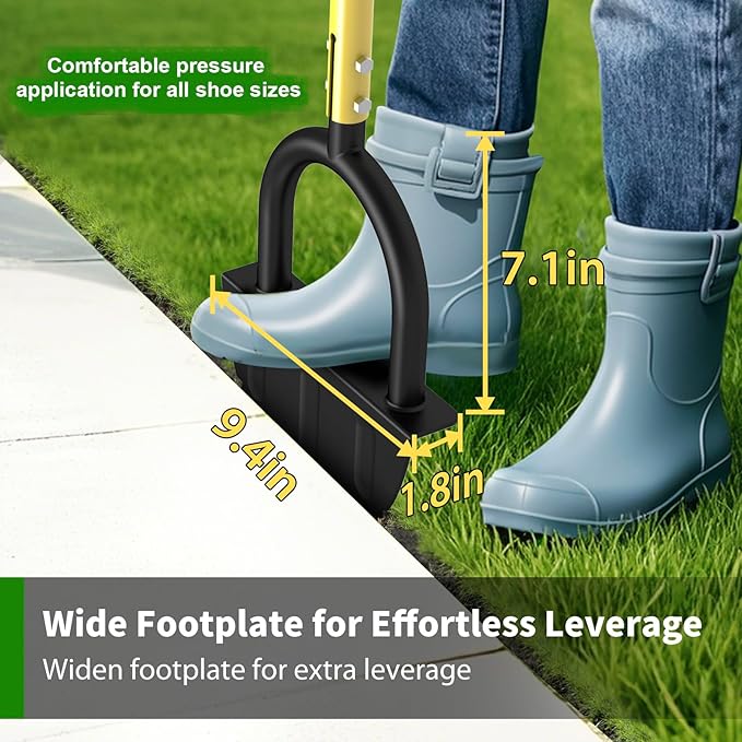 Lawn Edger Tool, Half Moon Tooth Edger with T-Grip Handle, 40-Inch Long Handled Sidewalk Grass Edger for Precise Lawn Edging and Land scaping