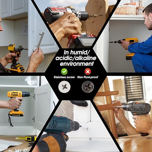 White Head 25 PCS #10X4 Stainless Steel Phillips Flat Head Wood Screws,Stainless Steel 18-8 A2(304) Screw,Home Screw Kit by QISHENG