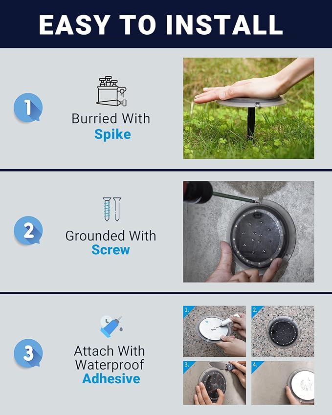 Solar Dock Lights, Super Bright Disc LED Outdoor Waterproof, Anti-Slip & Anti-Trip Flat Low Profile for Marine, Deck, Ground, Pool, Pier, Pathway, Step (Warm White, 12Pack)