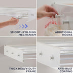 Foldable Wall Mounted Drying Rack 40 inch - Easy to Install Hanging Rack for Laundry Room - Space Saving Design with 66-lb Capacity - Perfect Drying Racks for Clothes Towels & More