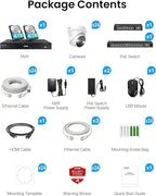 ZOSI 32 Channel 4K PoE Security Camera System, Face Person Vehicle Detection, 2 Way Audio, 24 x 8MP Spotlight Outdoor Indoor IP Cameras, 32CH 4K NVR with 8TB HDD for 24/7 Recording