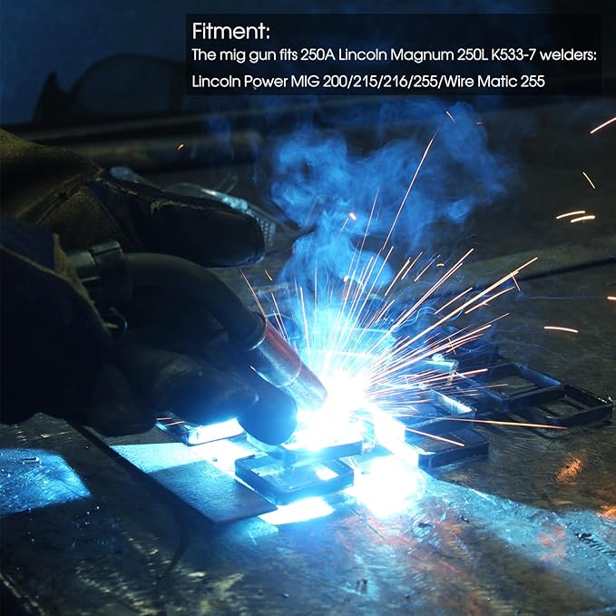 MIG Welding Gun Torch 250Amp 15ft Replacement for Lincoln Magnum 250L K533-7,Mig Welder Parts for Lincoln Power MIG 200/215/216/255/Wire Matic 255