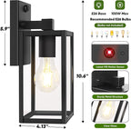Upgraded Motion Sensor Outdoor Wall Light, 10.6” Small Dusk to Dawn Porch Light Wall Sconce Lantern, 3 Lighting Modes Exterior Lighting Fixture, Outside Light for House Front Door Garage, Black