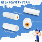 Nuogo 120 Pcs 4 Inch Foam Paint Roller Mini High Density Foam Roller Refills Paint Edger Tool for Walls Brings Smooth Finishes Flat Surfaces (White)