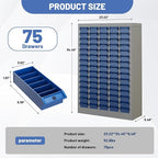 75-Drawer Parts Storage Cabinet, Multi-Purpose Organizer for Screws, Bolts, Nails, Craft Supplies, Legos, Tools, Compact Plastic Drawer Unit,Hardware Organizer for Garage, Workshop, Classroom