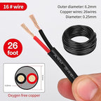 16 Gauge Wire 2 Conductor,16 AWG Electrical Wire Stranded PVC Cord Oxygen-Free Copper Cable,26FT 2 Core Pure Copper Flexible Cable Wire for LED Lamp Lighting Strips Automotive (16AWG-2C, 26FT)…
