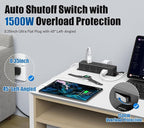 40W Fast Charging Under Desk Power Strip,12 Outlet Mountable Power Strip with 4 USB,1200J Surge Protection,10FT Flat Extension Cord Black