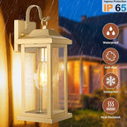 17 Inch Large Gold Outdoor Sconces Wall Lighting 2-Pack, Exterior Light Fixtures IP65 Waterproof Anti-Rust, Brass Porch Lights Clear Glass Outdoor Coach Lanterns Outside Wall Mounted Lamps