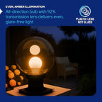 KastLite 590nm Amber LED Pier Mount Globe Light - Sea Turtle Friendly Outdoor Fixture - 7.5W Wildlife Safe Lighting for Coastal Porch Garden & Dock Use - Made in USA - Clear Acrylic Lens, Black Base