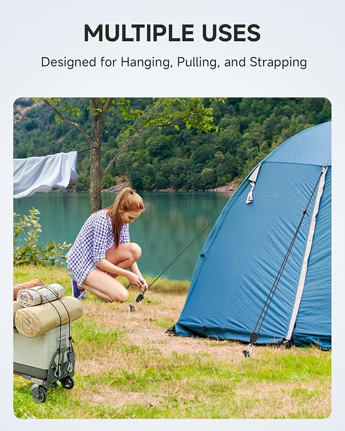 Fondwell 1/8" Adjustable Grow Light Hangers: 8 Pack of Tie Downs Rope - Small Ratchet Straps for Various Hanging and Strapping