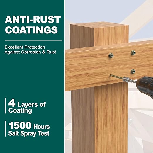 #14 x 8 Wood Structural Screws 100 Pack Hex Head Lag Screws, Rust Resistant Timber Screws for Timber/Log/Landscaping Wood (Green)